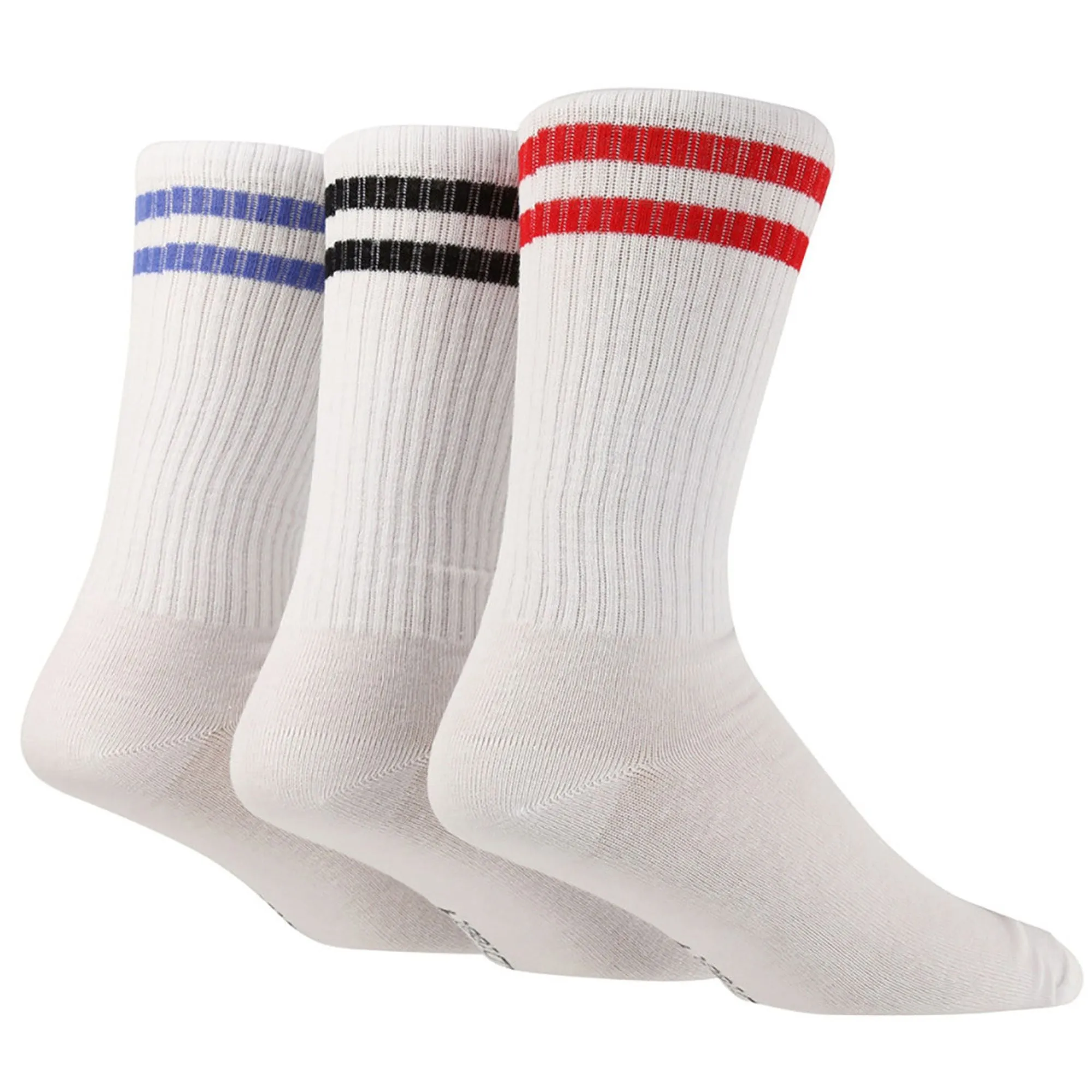 3 Pack Mens Retro Double Stripe Sport Socks