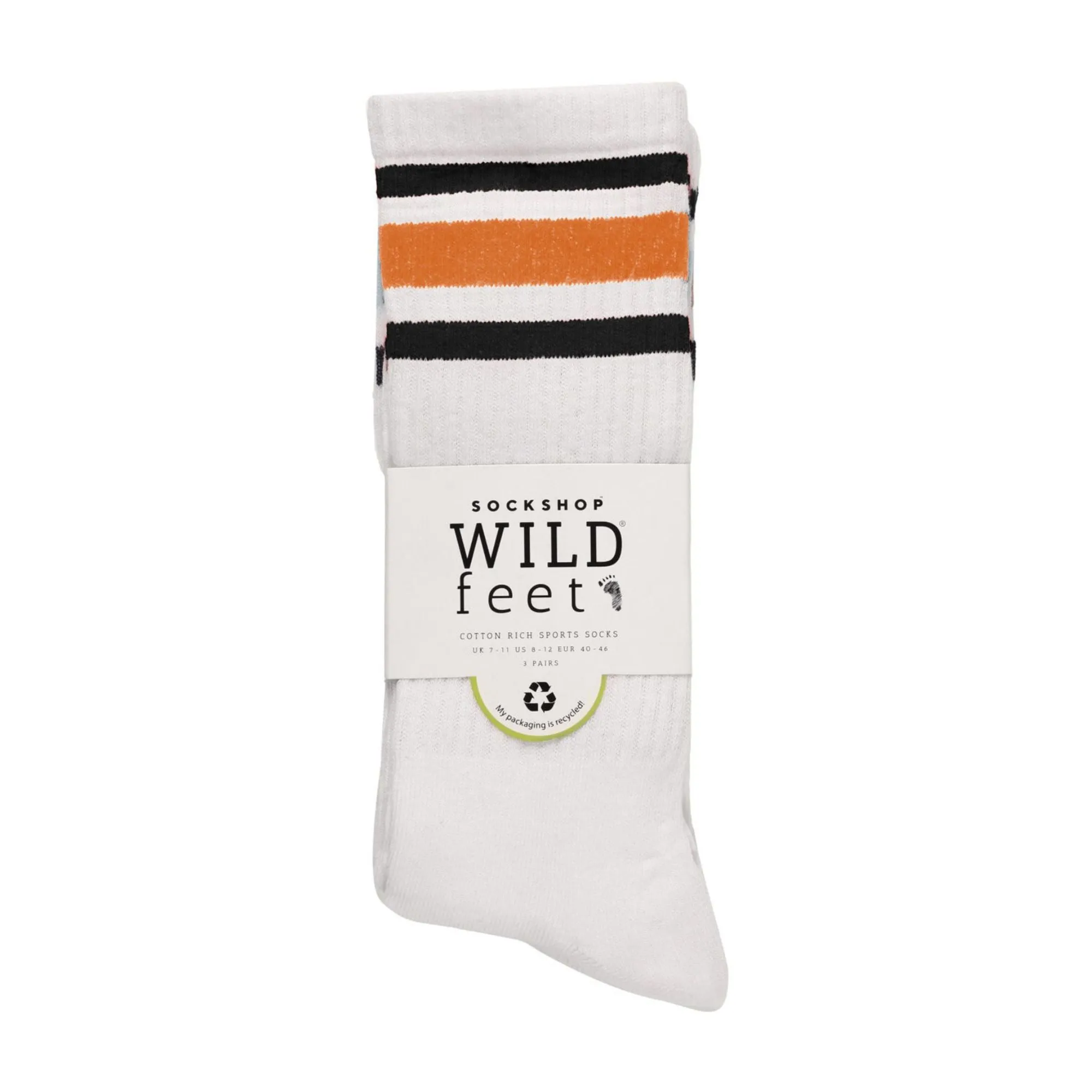 3 Pack Mens Retro Double Stripe Sport Socks