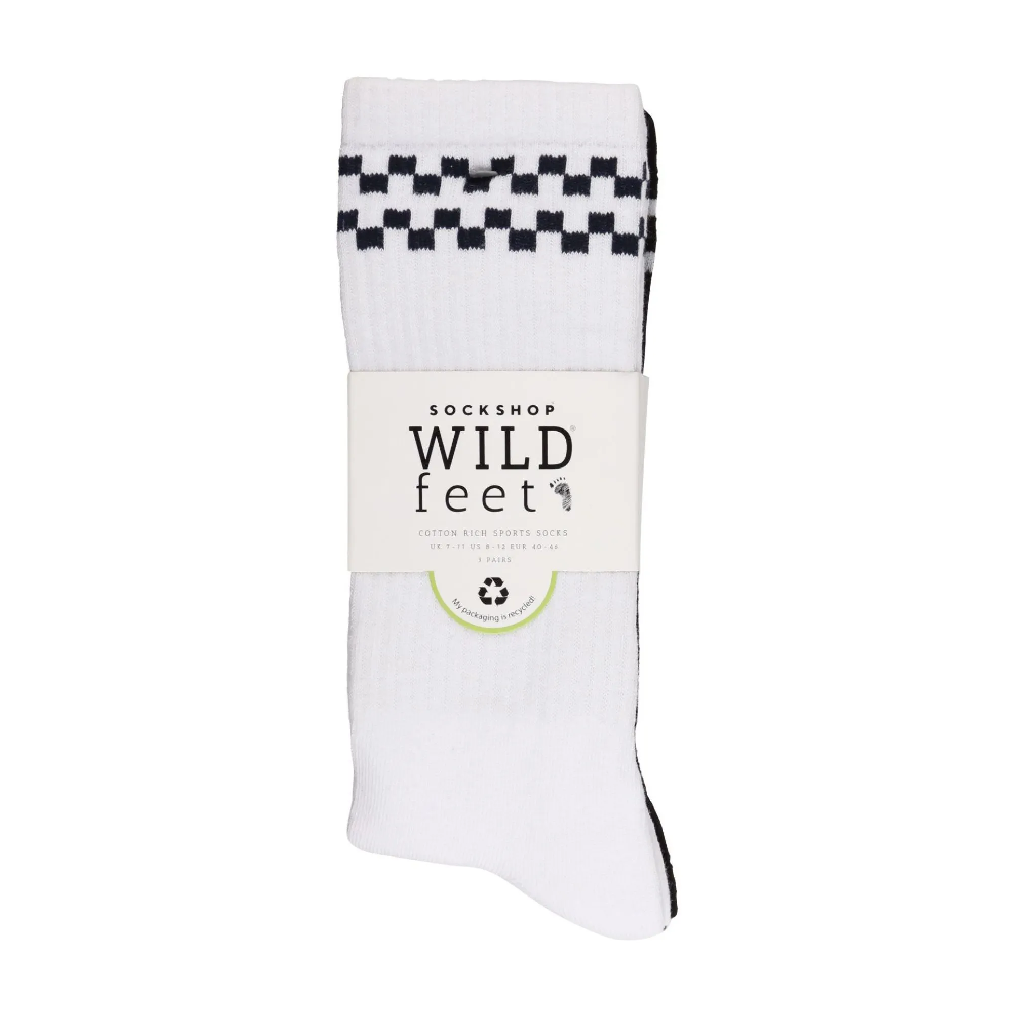 3 Pack Mens Retro Double Stripe Sport Socks