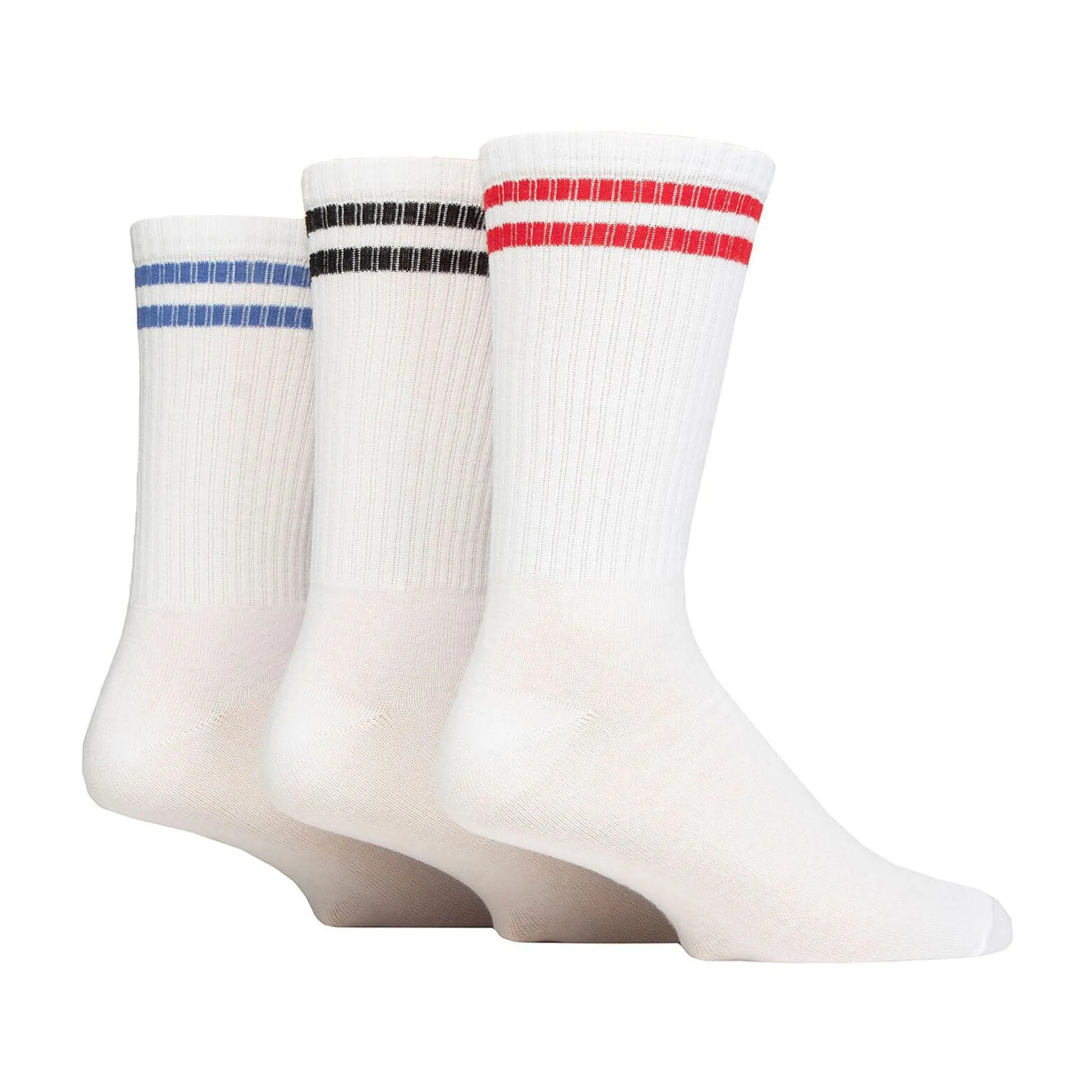 3 Pack Mens Retro Double Stripe Sport Socks