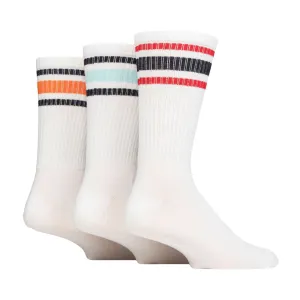 3 Pack Mens Retro Double Stripe Sport Socks