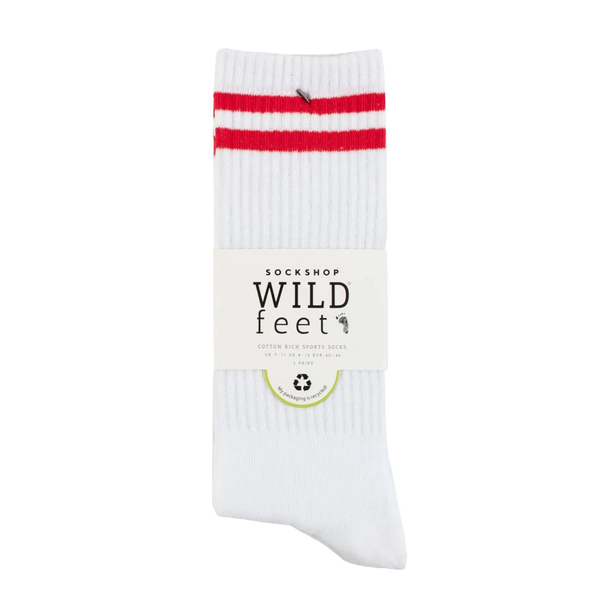 3 Pack Mens Retro Double Stripe Sport Socks