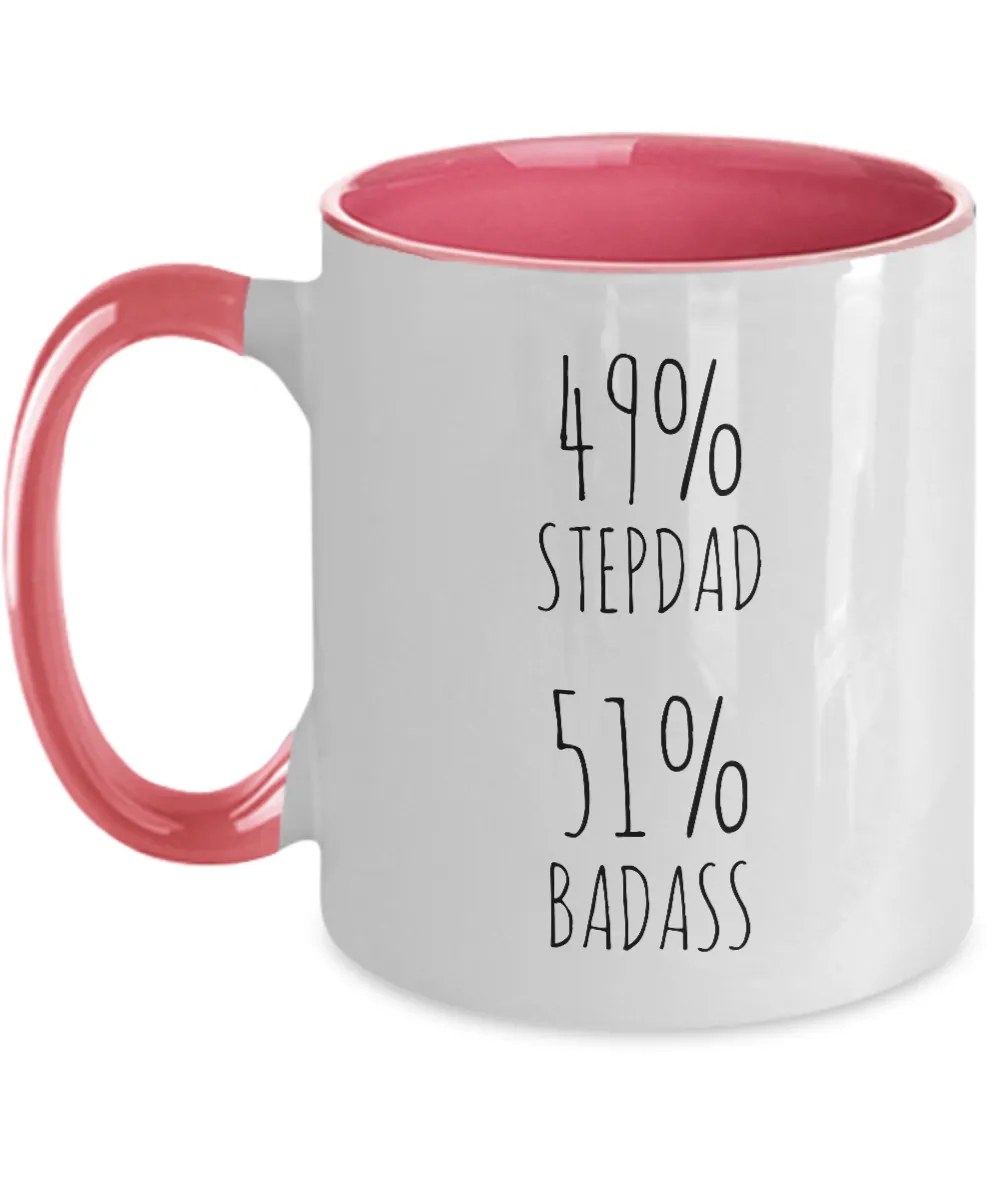 49% Stepdad 51% Badass Two-Tone Mug Coffee Cup Funny Gift