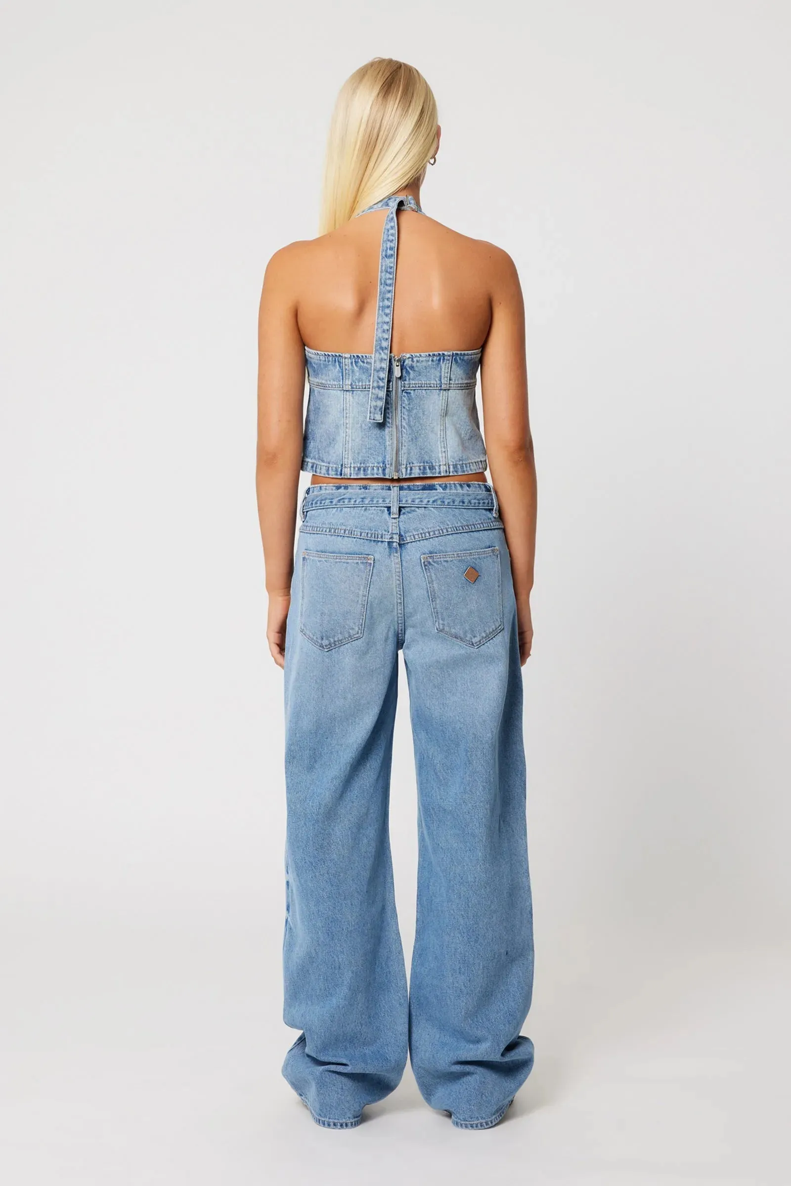 Abrand 99 Low Baggy Belt Jean - Liv - Light Vintage Indigo