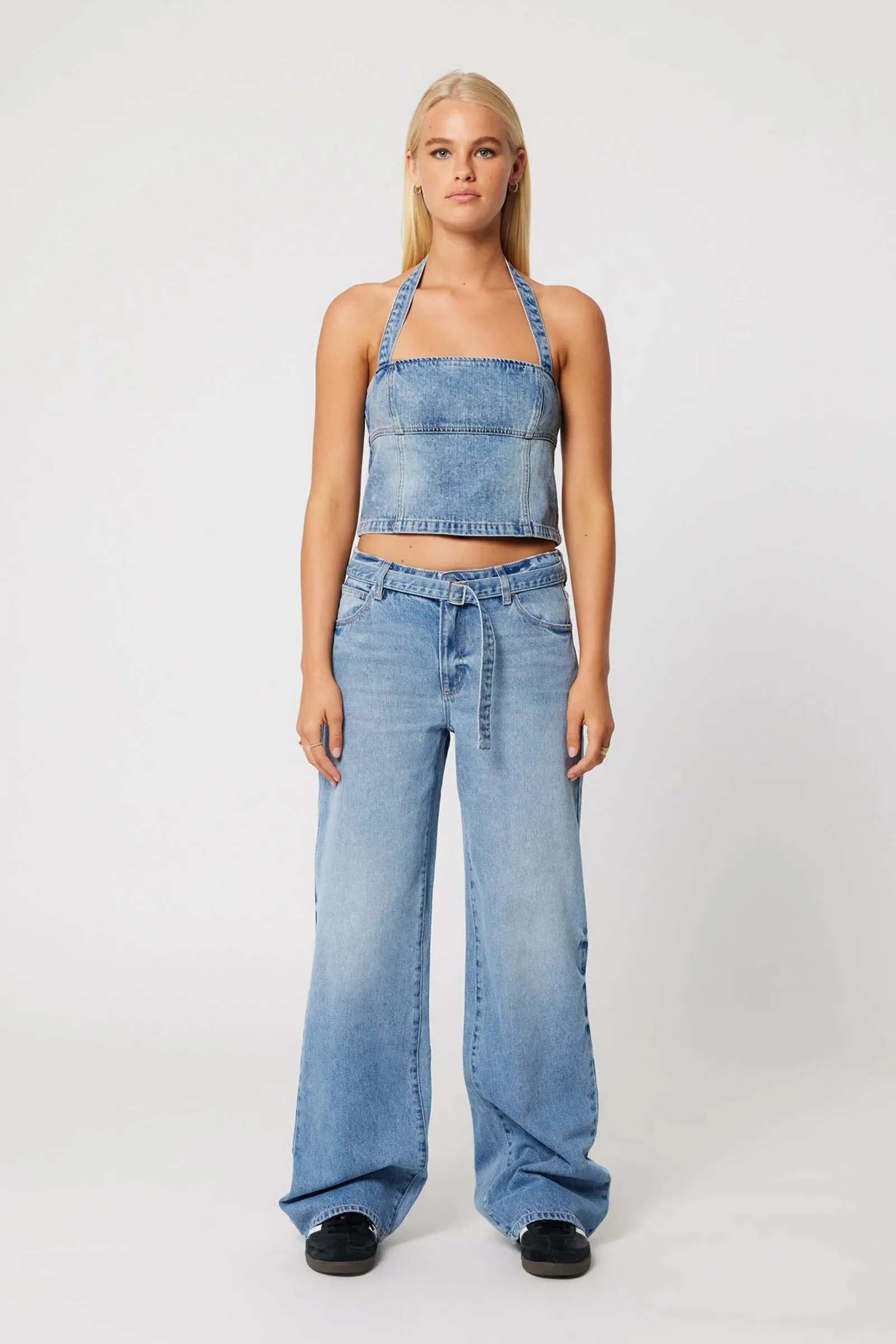 Abrand 99 Low Baggy Belt Jean - Liv - Light Vintage Indigo