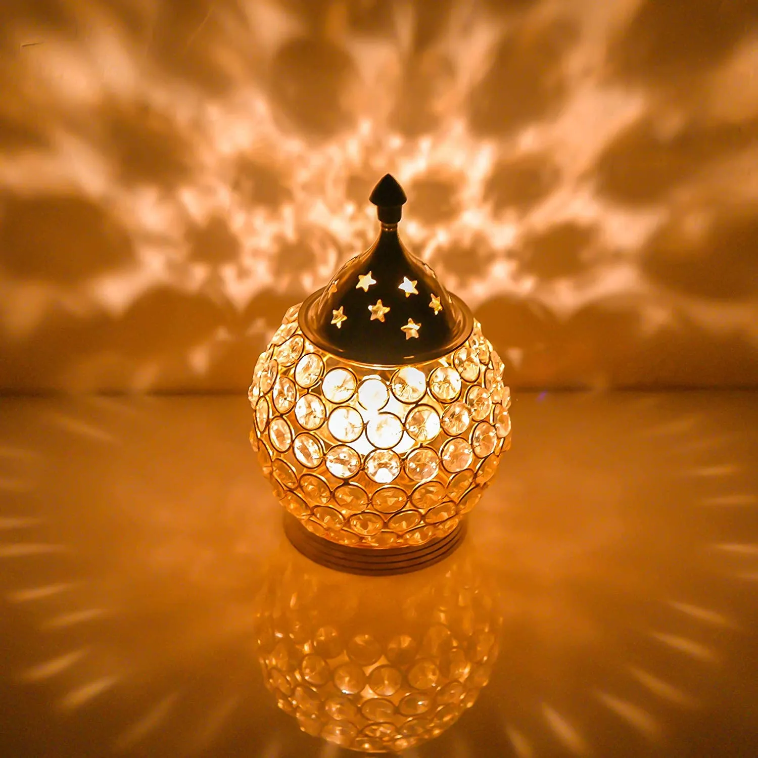 Akhand Diya Decorative Brass Crystal Oil Lamp