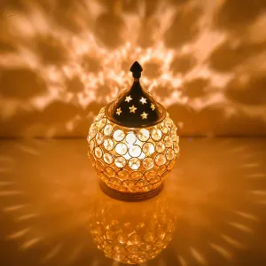 Akhand Diya Decorative Brass Crystal Oil Lamp