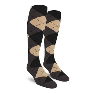 Argyle Mens Knee High Golf Sock | Charcoal Black Khaki