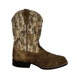 Ariat Western Boot Kids US 5.5 Brown Camo Patriot USA 10019913 Rustic Distressed
