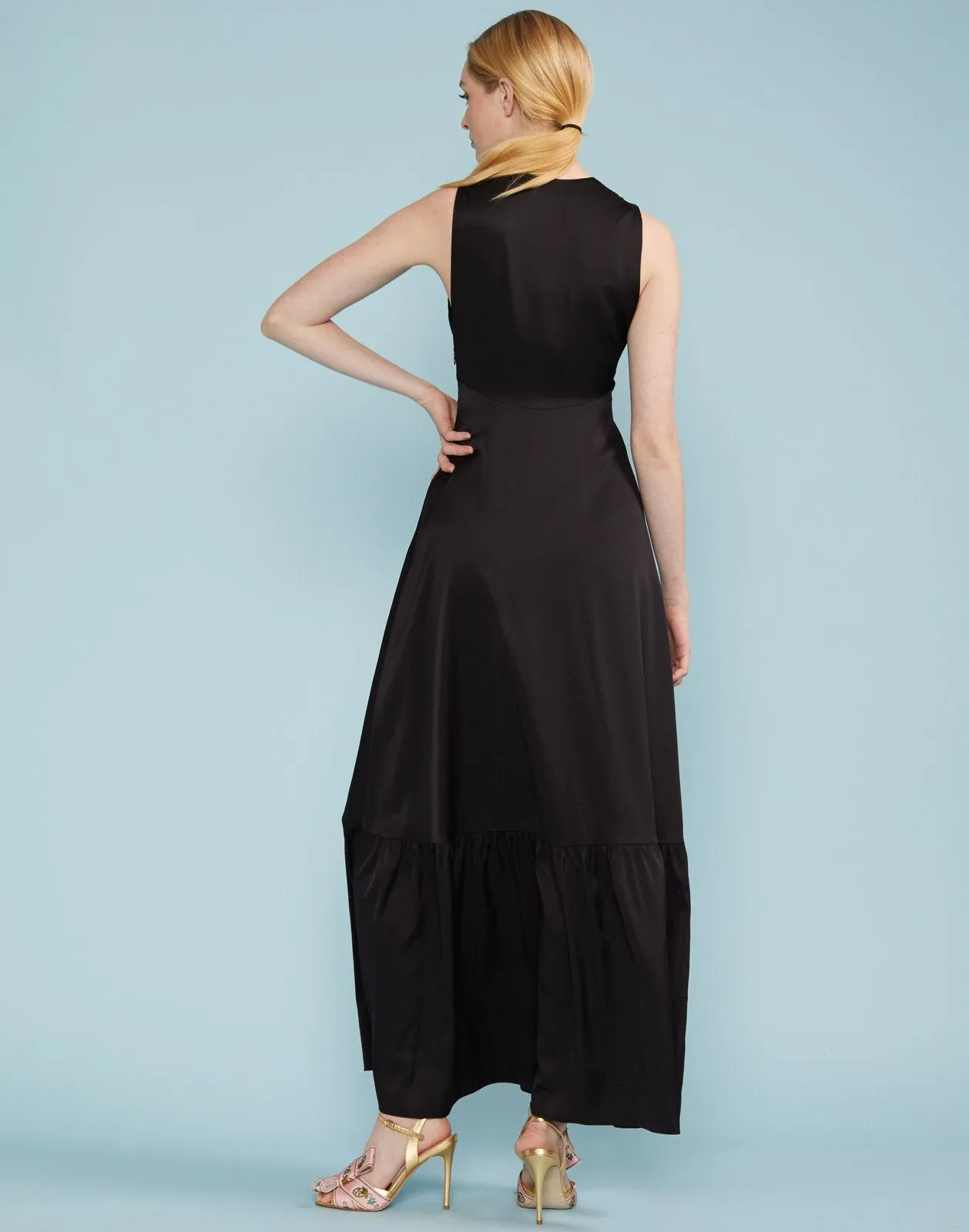 Asher V Neck Flounce Maxi Dress