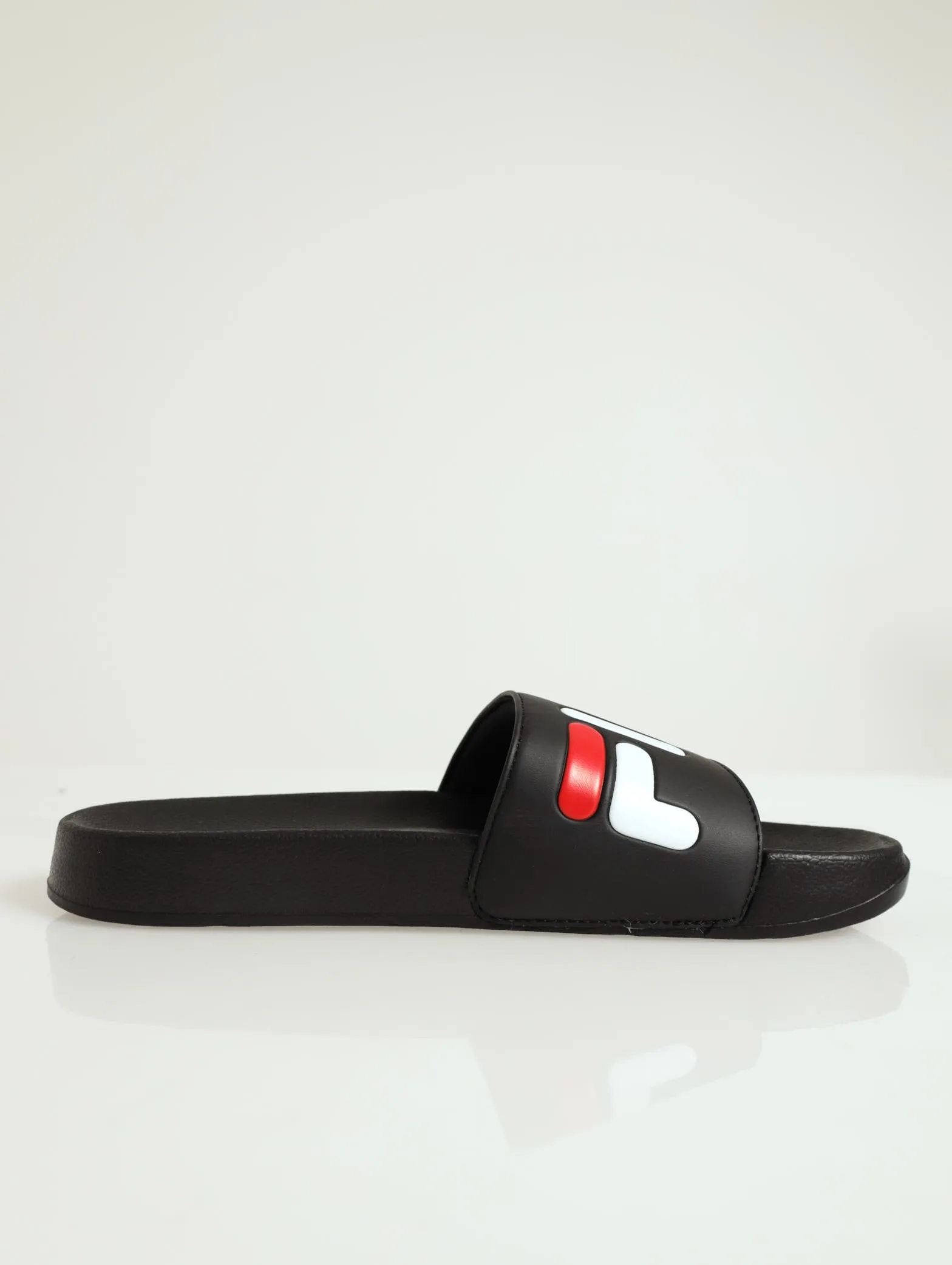 Basic Branded Open Toe Pool Slide - Black