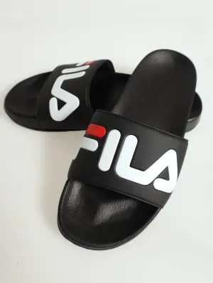 Basic Branded Open Toe Pool Slide - Black