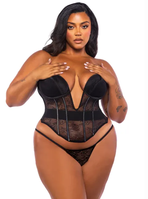 Belle Noir 2-Piece Corset Set - LI710