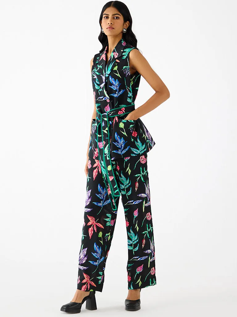 Black Botanica Blazer Set