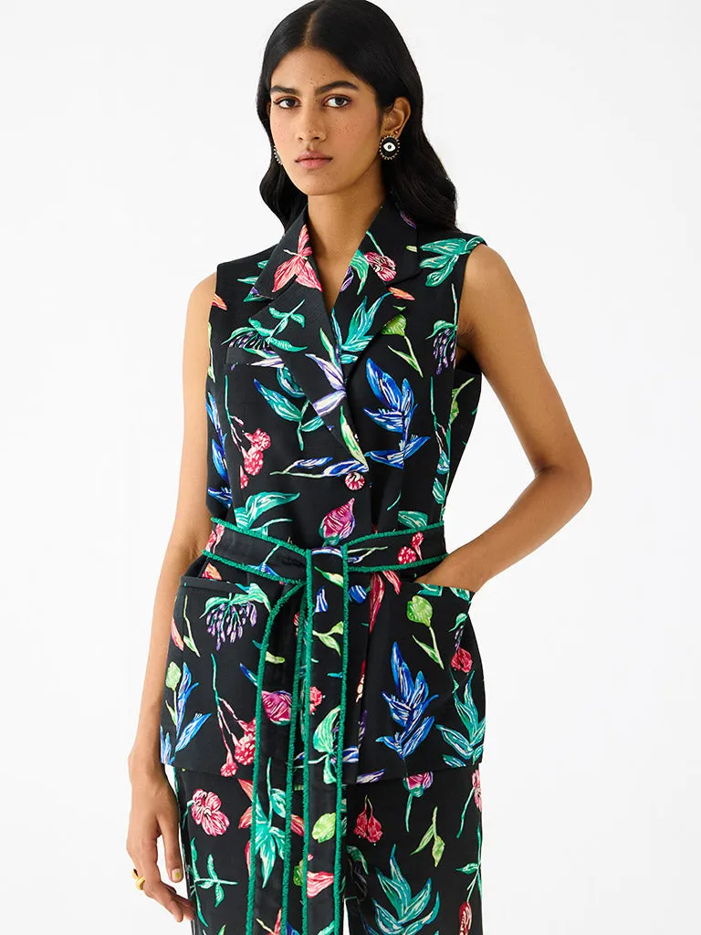 Black Botanica Blazer Set