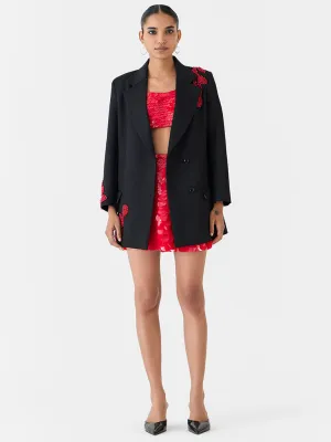 Black Cherry Embroidered Blazer