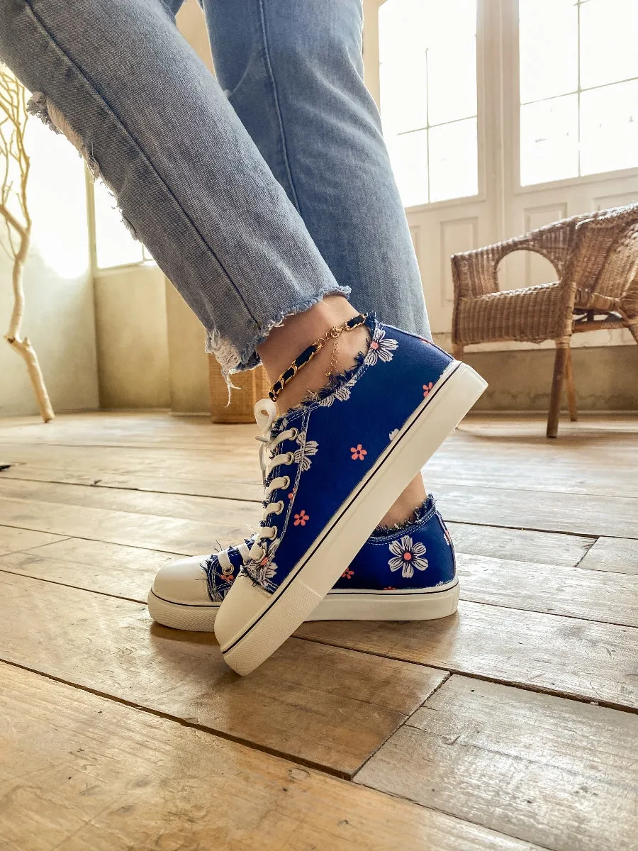Blossom Ripped Trim Sneaker - Navy