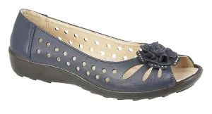 Boulevard L515C Womens Punched Open Toe Flower Casual