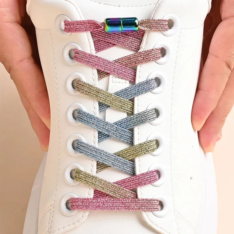 ✨Bouncy Rainbow No-Tie Laces 🌈 - Fun & Stylish Elastic Shoelaces for All Ages! 🎉