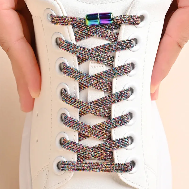✨Bouncy Rainbow No-Tie Laces 🌈 - Fun & Stylish Elastic Shoelaces for All Ages! 🎉