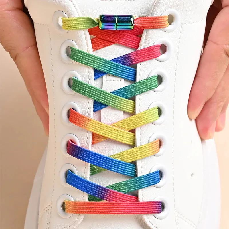 ✨Bouncy Rainbow No-Tie Laces 🌈 - Fun & Stylish Elastic Shoelaces for All Ages! 🎉
