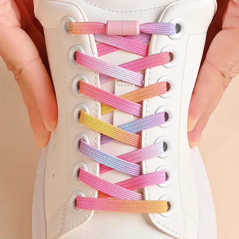 ✨Bouncy Rainbow No-Tie Laces 🌈 - Fun & Stylish Elastic Shoelaces for All Ages! 🎉
