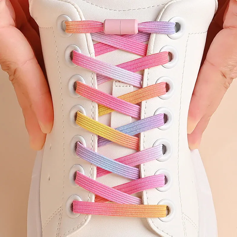 ✨Bouncy Rainbow No-Tie Laces 🌈 - Fun & Stylish Elastic Shoelaces for All Ages! 🎉