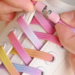 ✨Bouncy Rainbow No-Tie Laces 🌈 - Fun & Stylish Elastic Shoelaces for All Ages! 🎉