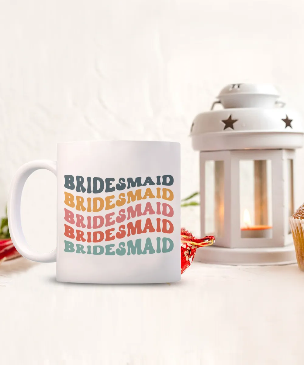 Bridesmaid Mug, Groovy Bachelorette, Groovy Bridesmaid, Retro Bridesmaid Mug, Bridal Party Mugs, Wedding Day, Aesthetic Boho Coffee Cup