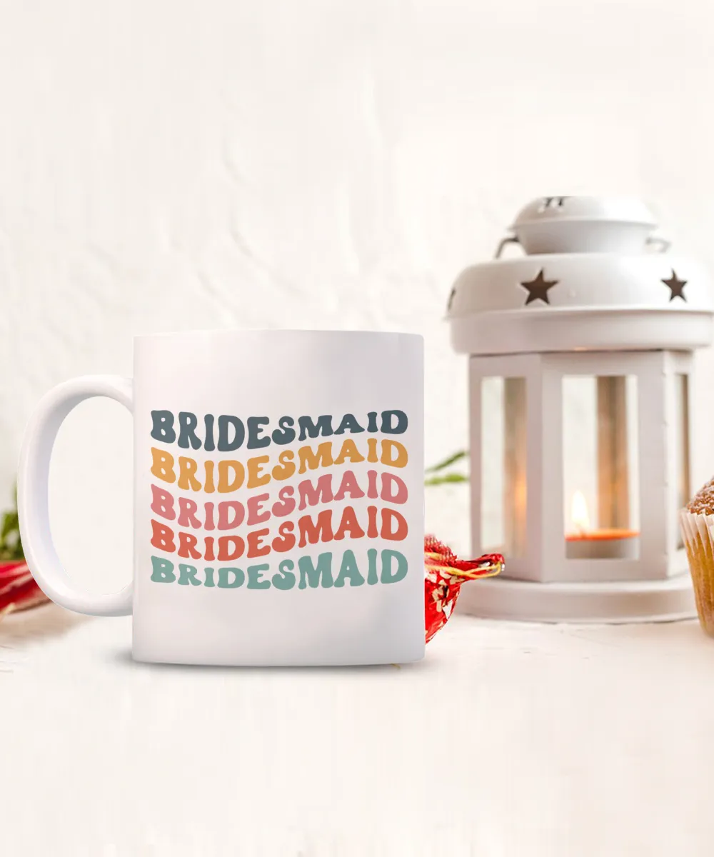 Bridesmaid Mug, Groovy Bachelorette, Groovy Bridesmaid, Retro Bridesmaid Mug, Bridal Party Mugs, Wedding Day, Aesthetic Boho Coffee Cup