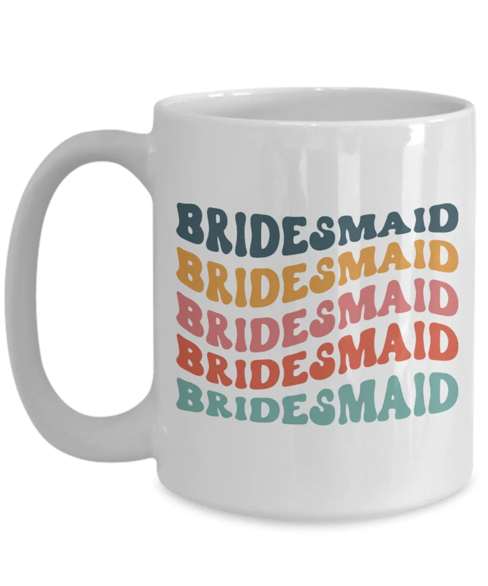 Bridesmaid Mug, Groovy Bachelorette, Groovy Bridesmaid, Retro Bridesmaid Mug, Bridal Party Mugs, Wedding Day, Aesthetic Boho Coffee Cup