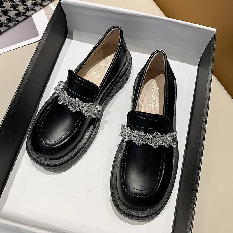 British Style Retro Big Head Doll Shoes High-heel Loafers