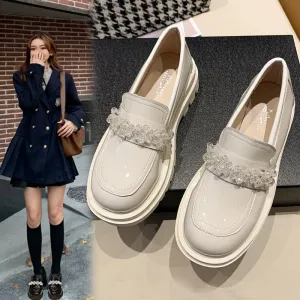 British Style Retro Big Head Doll Shoes High-heel Loafers