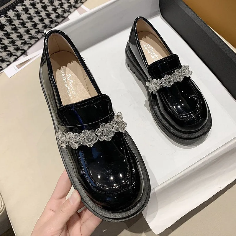 British Style Retro Big Head Doll Shoes High-heel Loafers