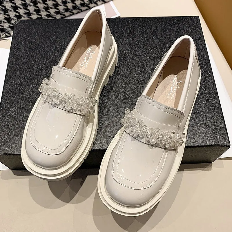 British Style Retro Big Head Doll Shoes High-heel Loafers