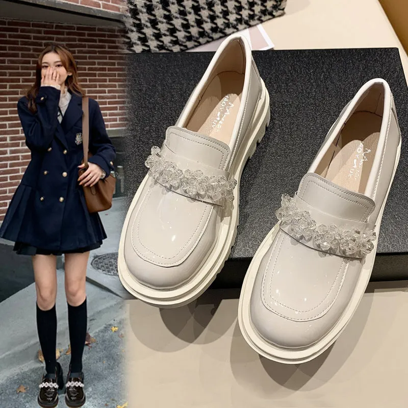 British Style Retro Big Head Doll Shoes High-heel Loafers