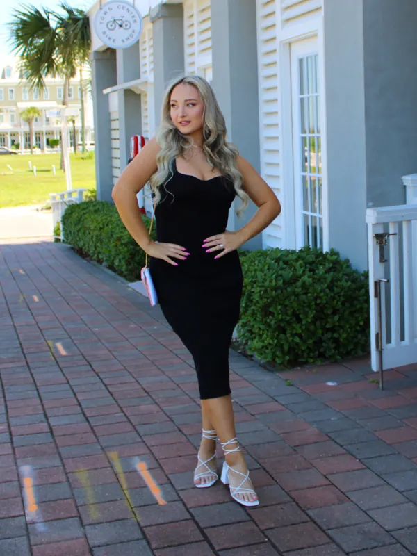 Cabo Nights Knit Sleeveless Bodycon Dress, Black