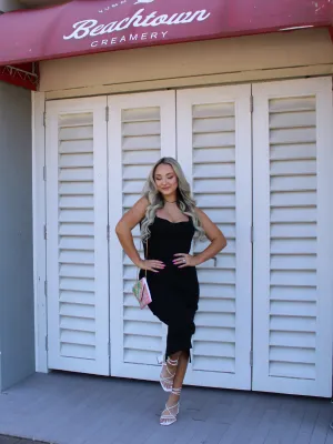 Cabo Nights Knit Sleeveless Bodycon Dress, Black