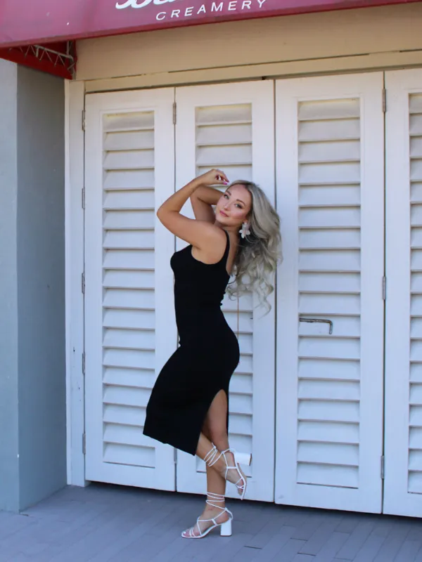 Cabo Nights Knit Sleeveless Bodycon Dress, Black