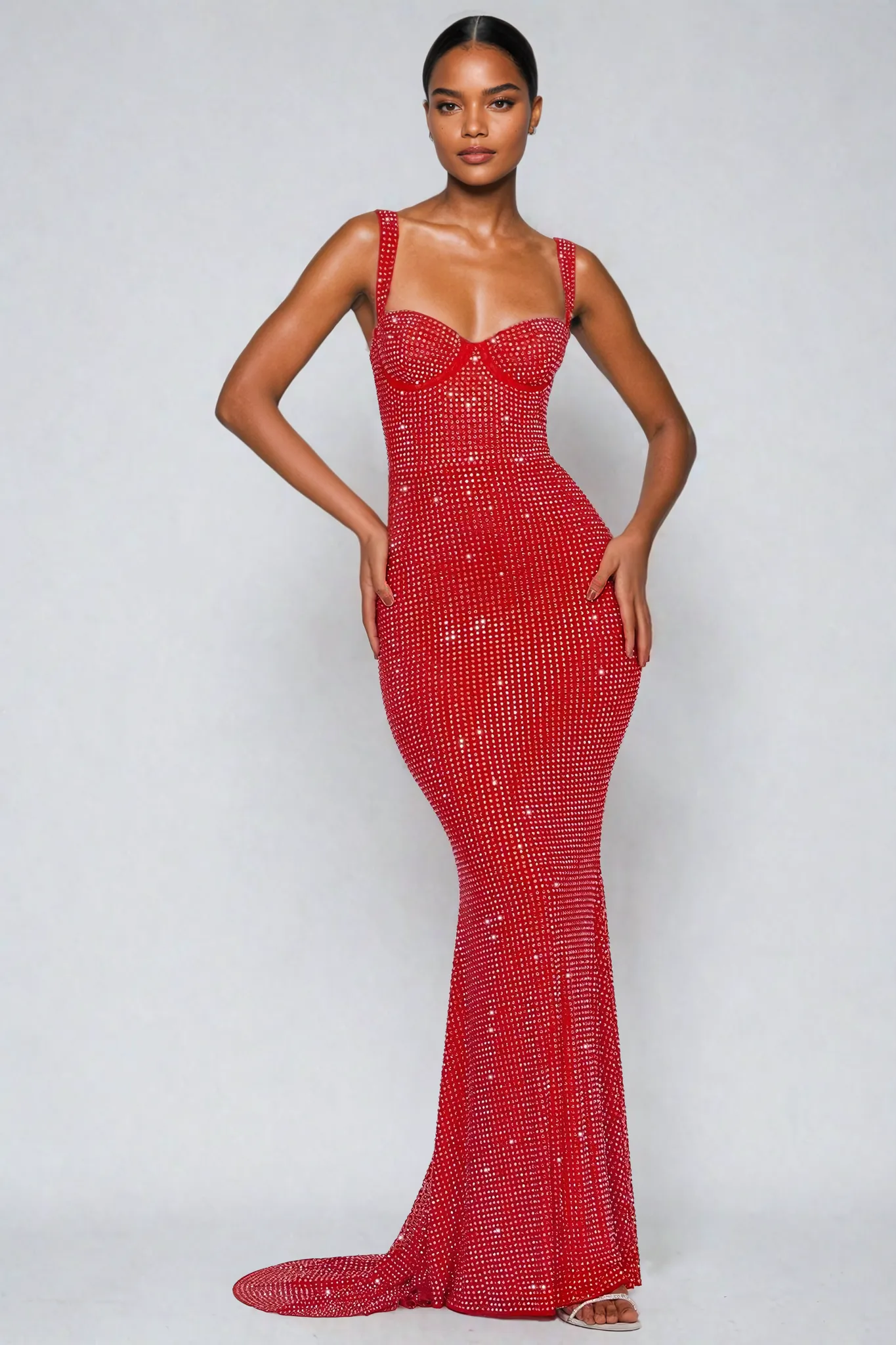 CAISSIE RED - LONG MERMAID EVENING DRESS
