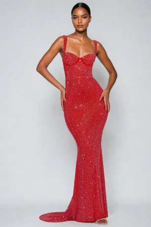 CAISSIE RED - LONG MERMAID EVENING DRESS