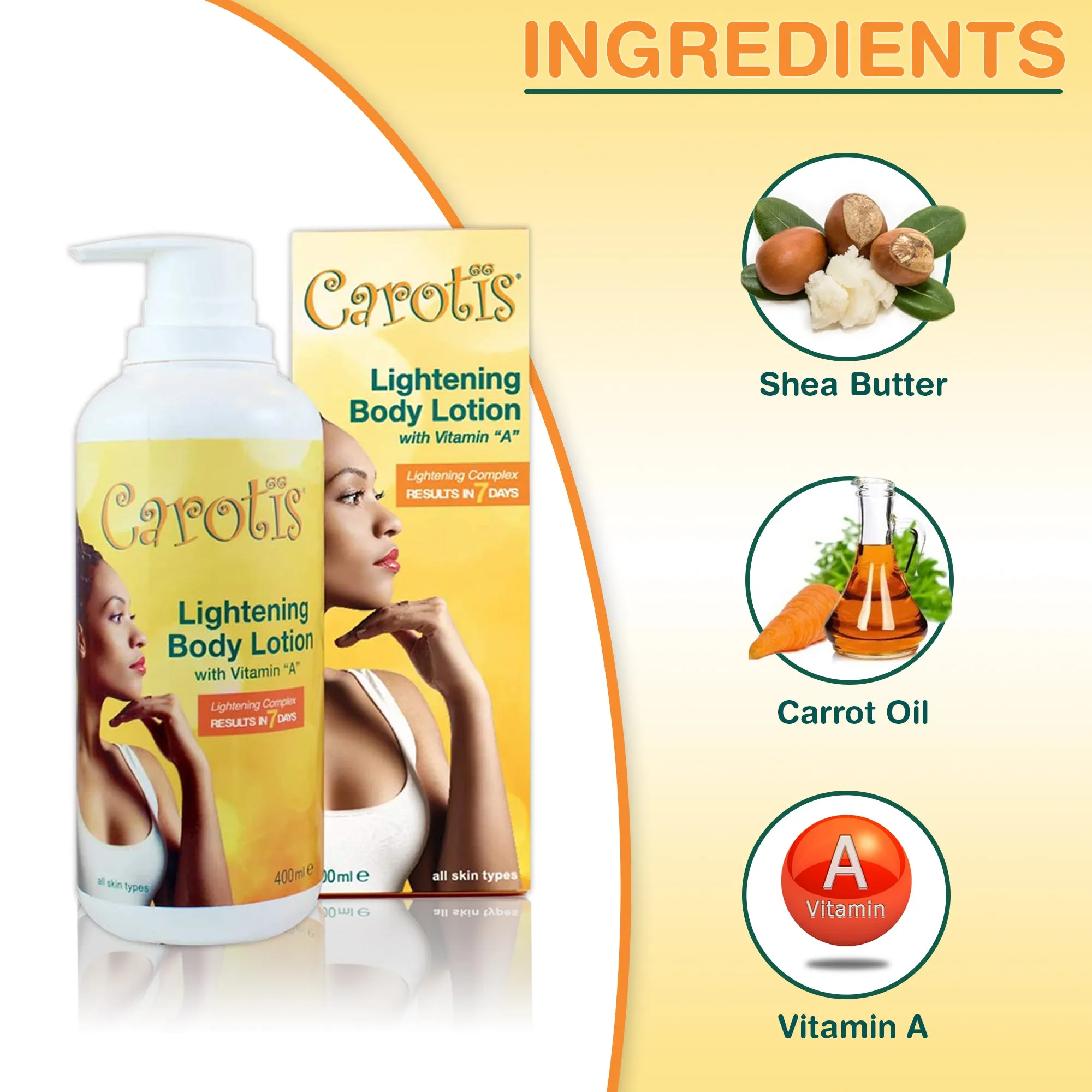 Carotis Lightening Body Lotion with Vitamin A - 400ml / 14.10 fl oz