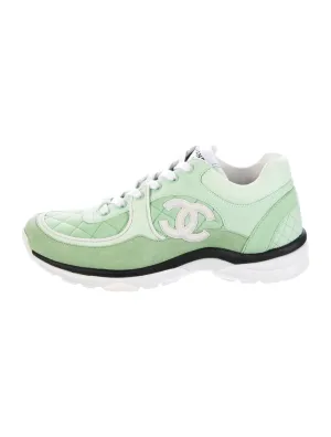CHANEL INTERLOCKING CC LOGO SUEDE MIXED FABRIC SNEAKERS