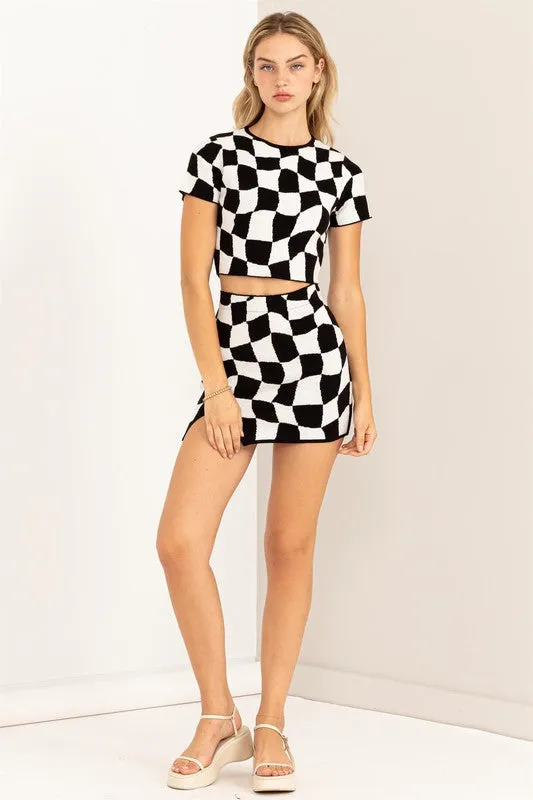 Checkered Skirt Set