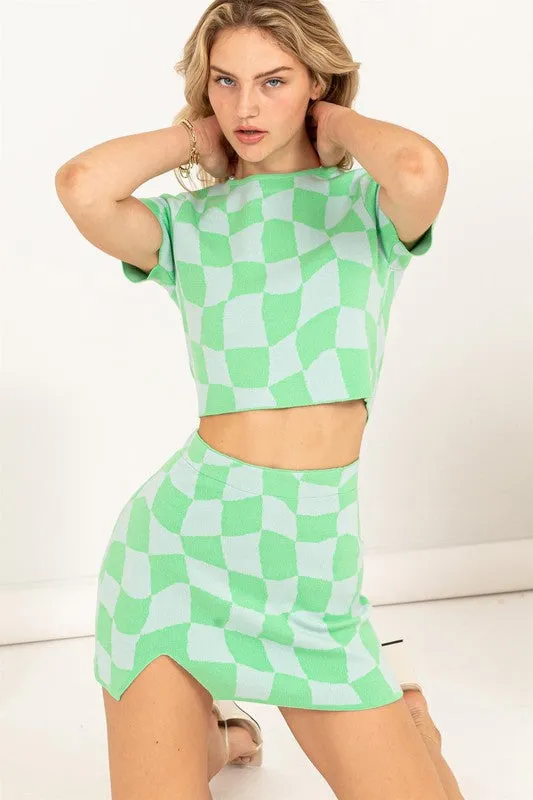 Checkered Skirt Set