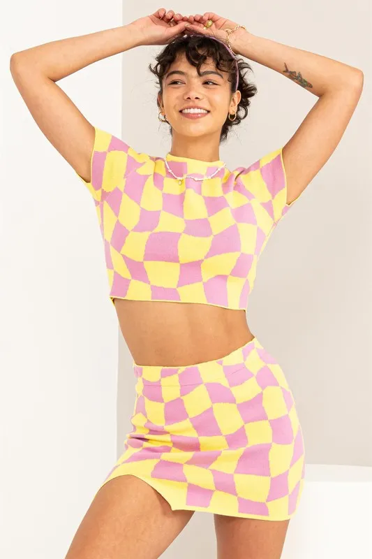 Checkered Skirt Set