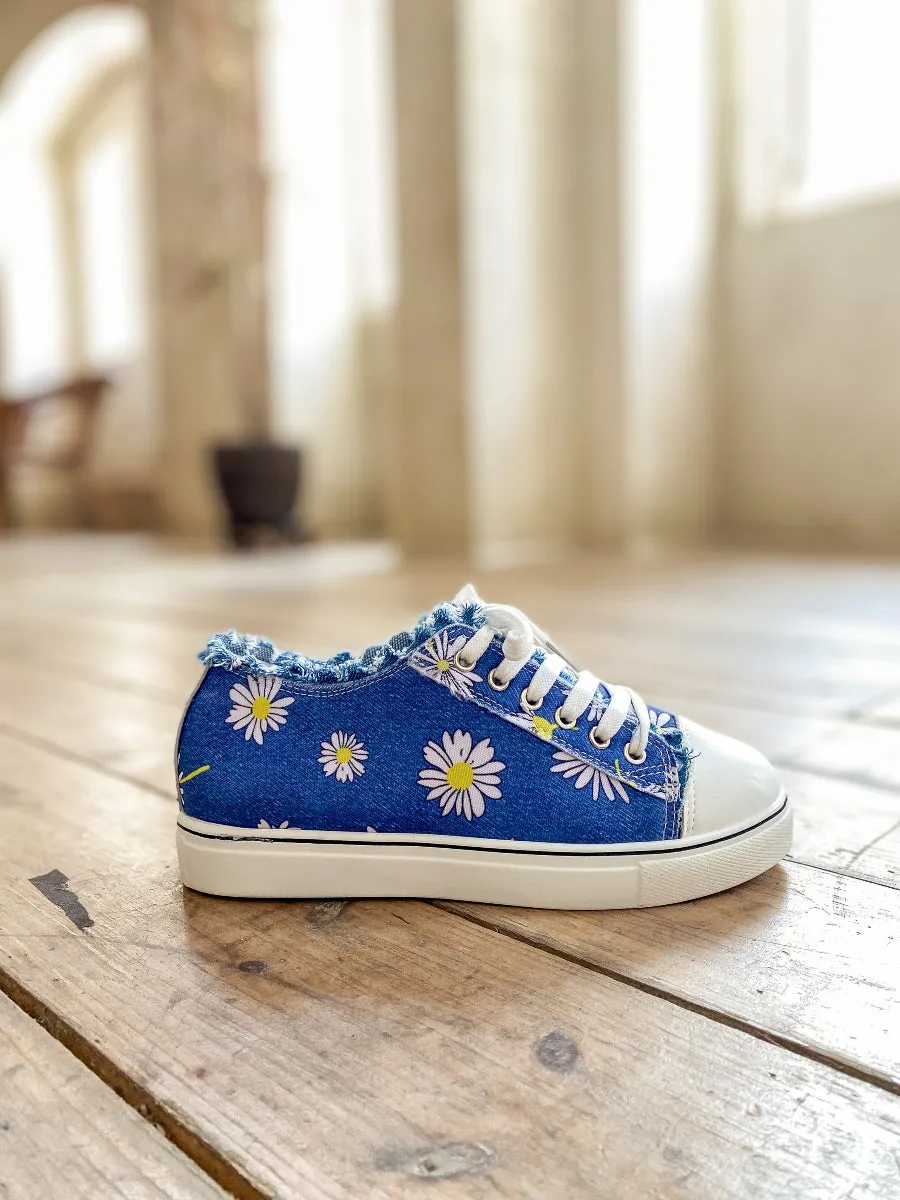 Chrysanthemum Ripped Trim Sneaker - Denim Blue