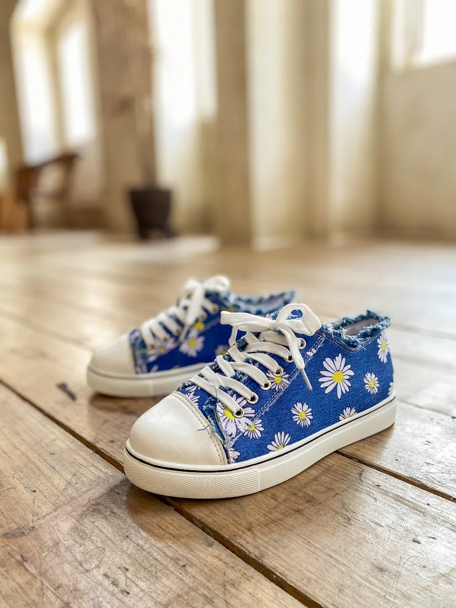 Chrysanthemum Ripped Trim Sneaker - Denim Blue