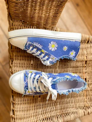 Chrysanthemum Ripped Trim Sneaker - Denim Blue