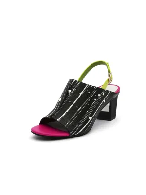 Chunky-Heel Leather Sandal - Black Pink